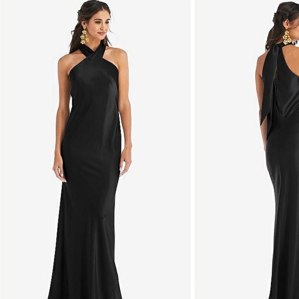 Lovely - Draped Twist Halter Tie Back Dress
